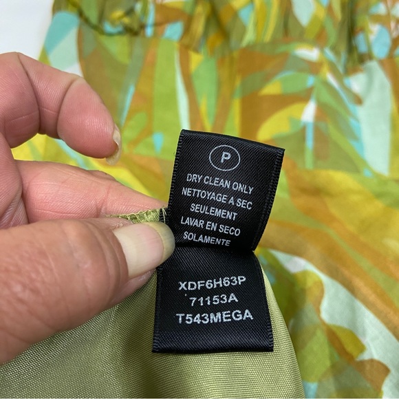 EUC Max and Cleo Dress strapless cotton mini dress gold/green tropical Size 2P - Picture 7 of 7